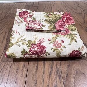 Set of Waverly Norfolk Rose Farmhouse Floral Curtain Panel with Sash 46X80